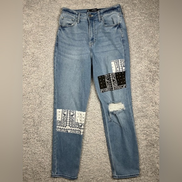 Hollister Jeans Womens 3 Ultra High Rise Mom Jean Vintage Stretch Patches Light - Picture 1 of 4